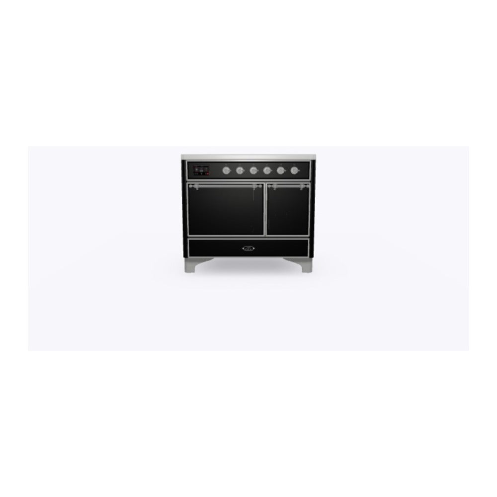 ILVE Majestic II 40 inch Solid Door Induction Range Chrome Glossy Black