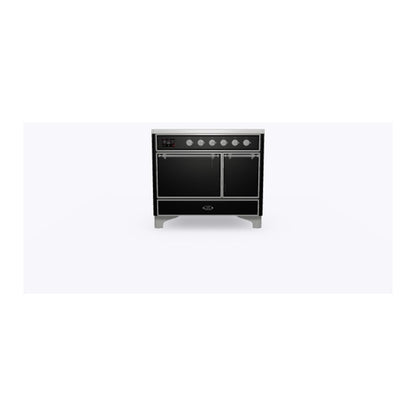 ILVE Majestic II 40 inch Solid Door Induction Range Chrome Glossy Black