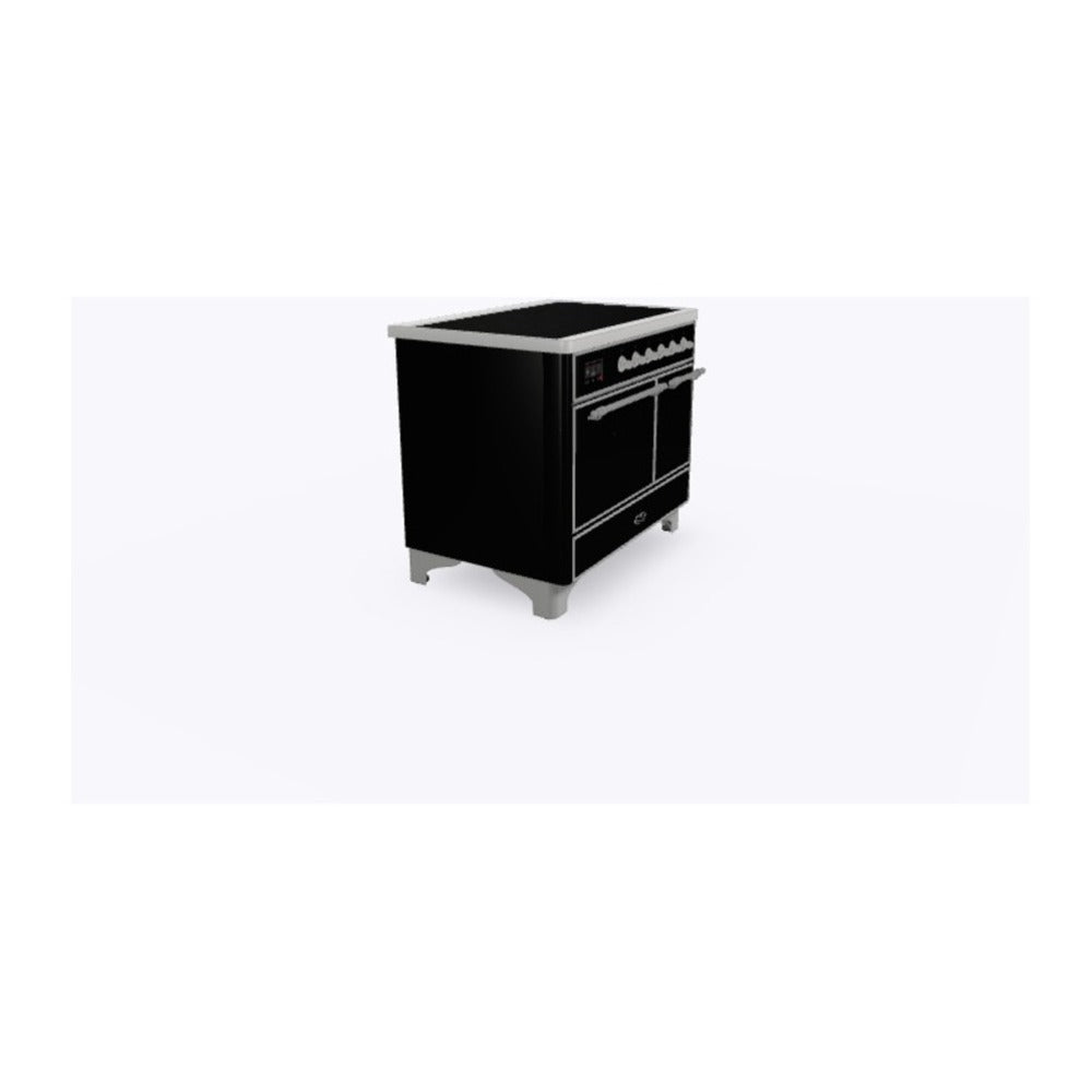 ILVE Majestic II 40 inch Solid Door Induction Range Chrome Glossy Black