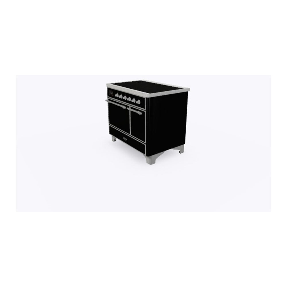ILVE Majestic II 40 inch Solid Door Induction Range Chrome Glossy Black
