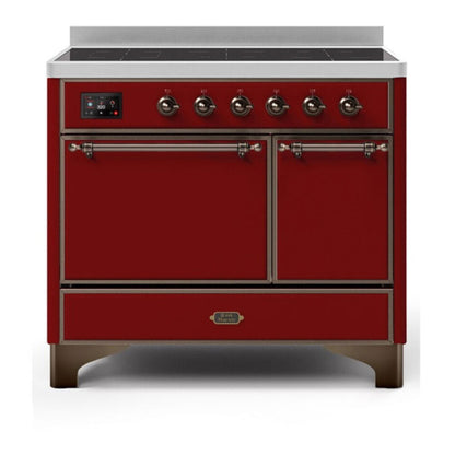 ILVE Majestic II 40 inch Solid Door Induction Range Burnished Burgundy