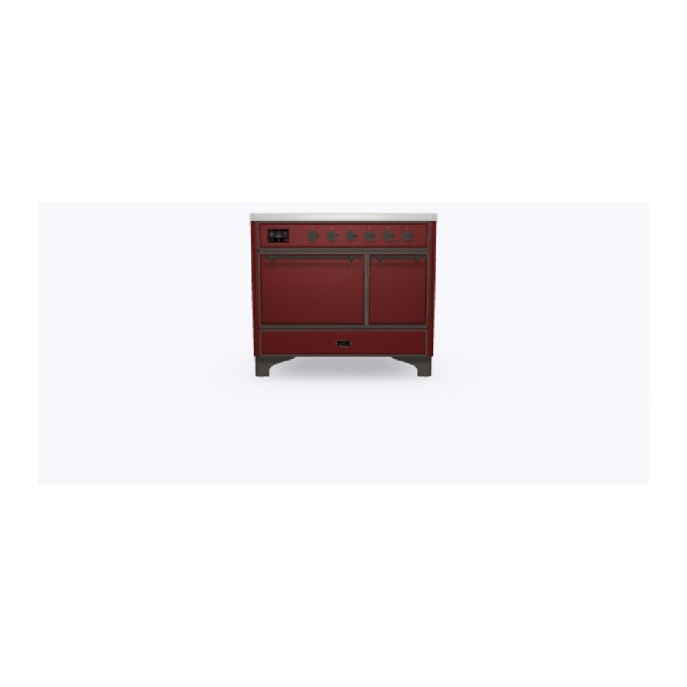 ILVE Majestic II 40 inch Solid Door Induction Range Burnished Burgundy