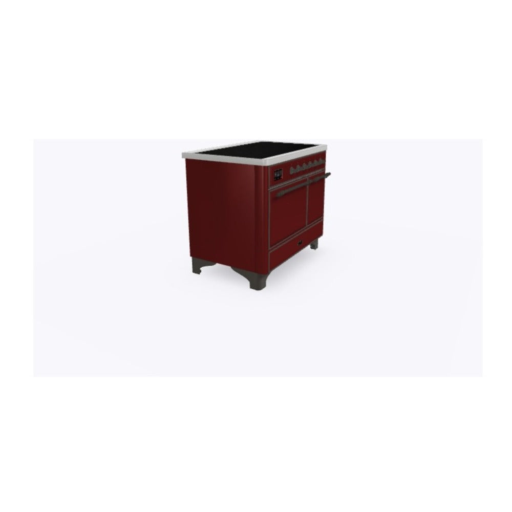 ILVE Majestic II 40 inch Solid Door Induction Range Burnished Burgundy