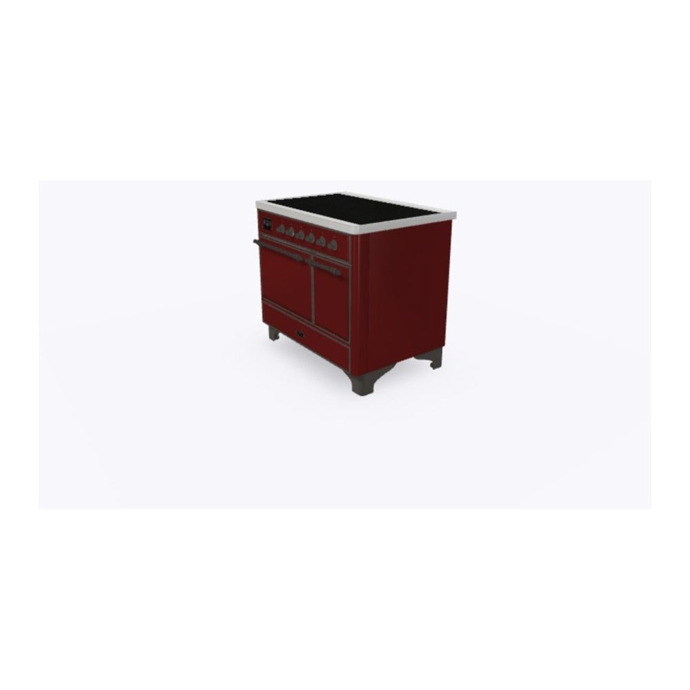 ILVE Majestic II 40 inch Solid Door Induction Range Burnished Burgundy