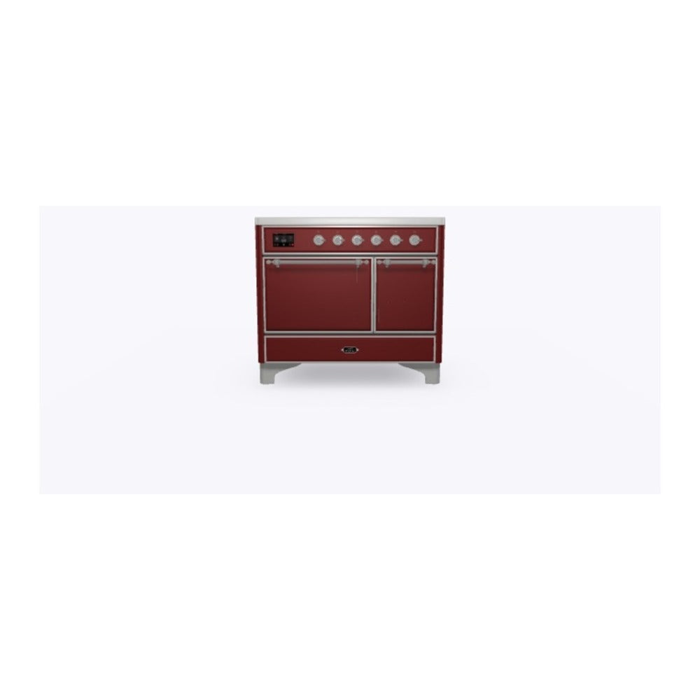 ILVE Majestic II 40 inch Solid Door Induction Range Chrome Burgundy