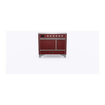 ILVE Majestic II 40 inch Solid Door Induction Range Chrome Burgundy