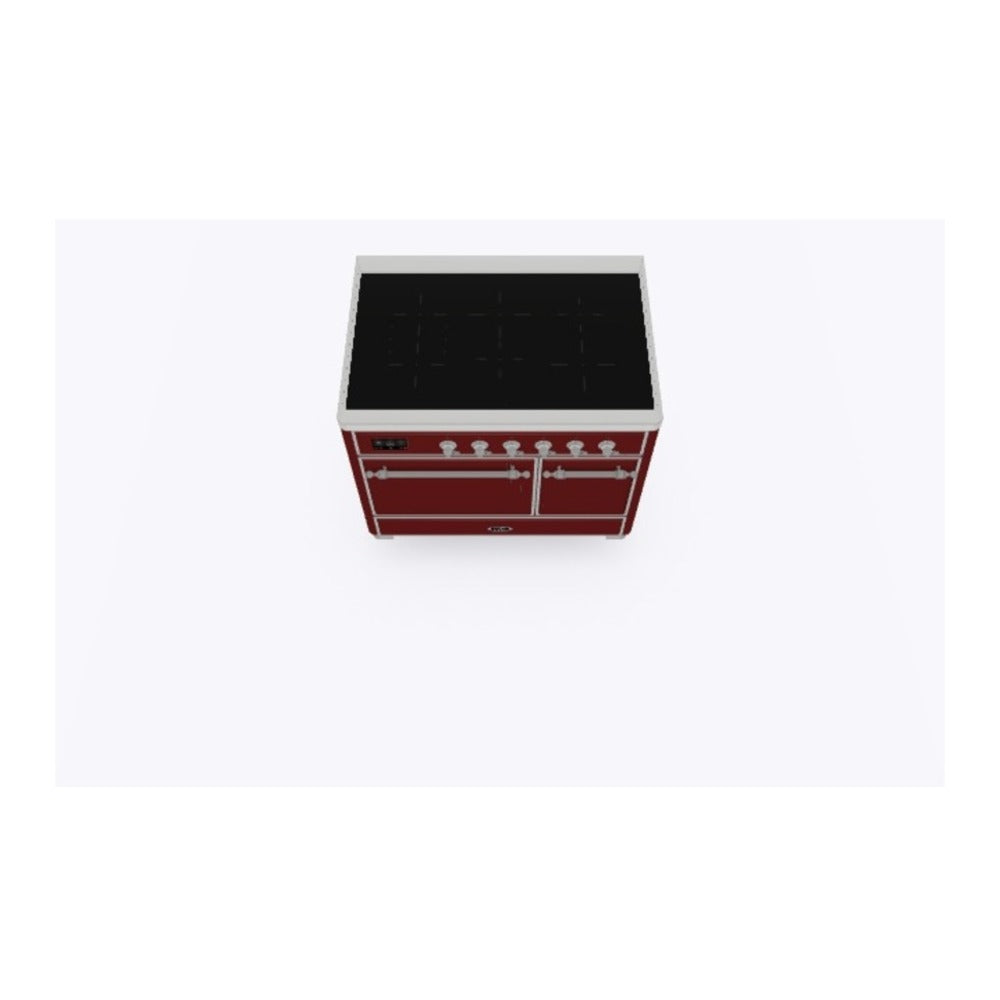 ILVE Majestic II 40 inch Solid Door Induction Range Chrome Burgundy