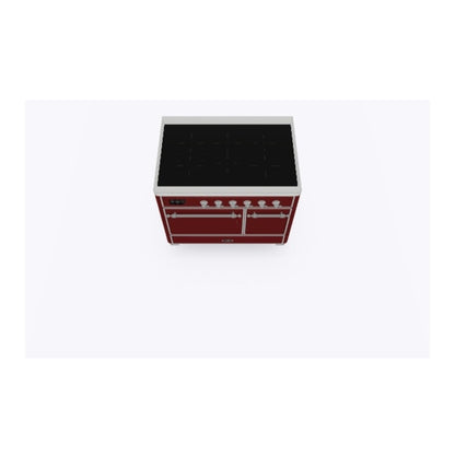 ILVE Majestic II 40 inch Solid Door Induction Range Chrome Burgundy