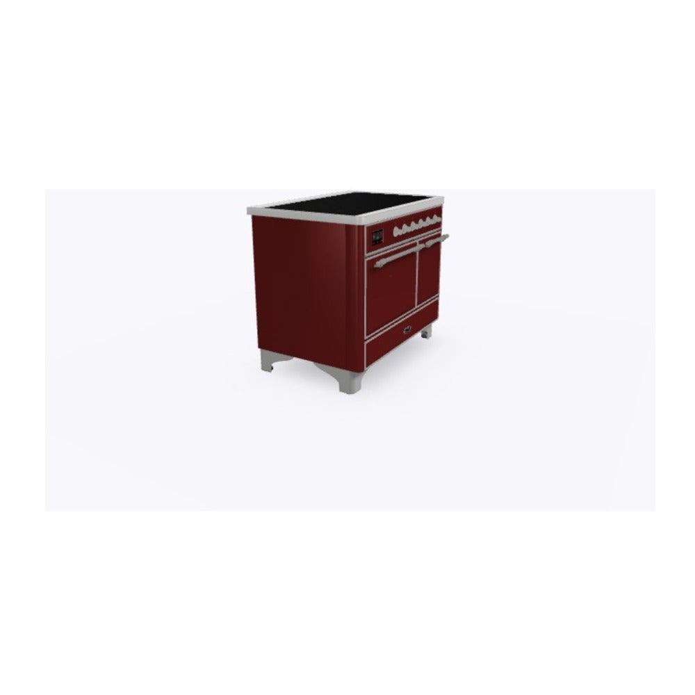 ILVE Majestic II 40 inch Solid Door Induction Range Chrome Burgundy