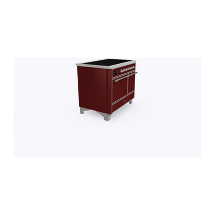 ILVE Majestic II 40 inch Solid Door Induction Range Chrome Burgundy