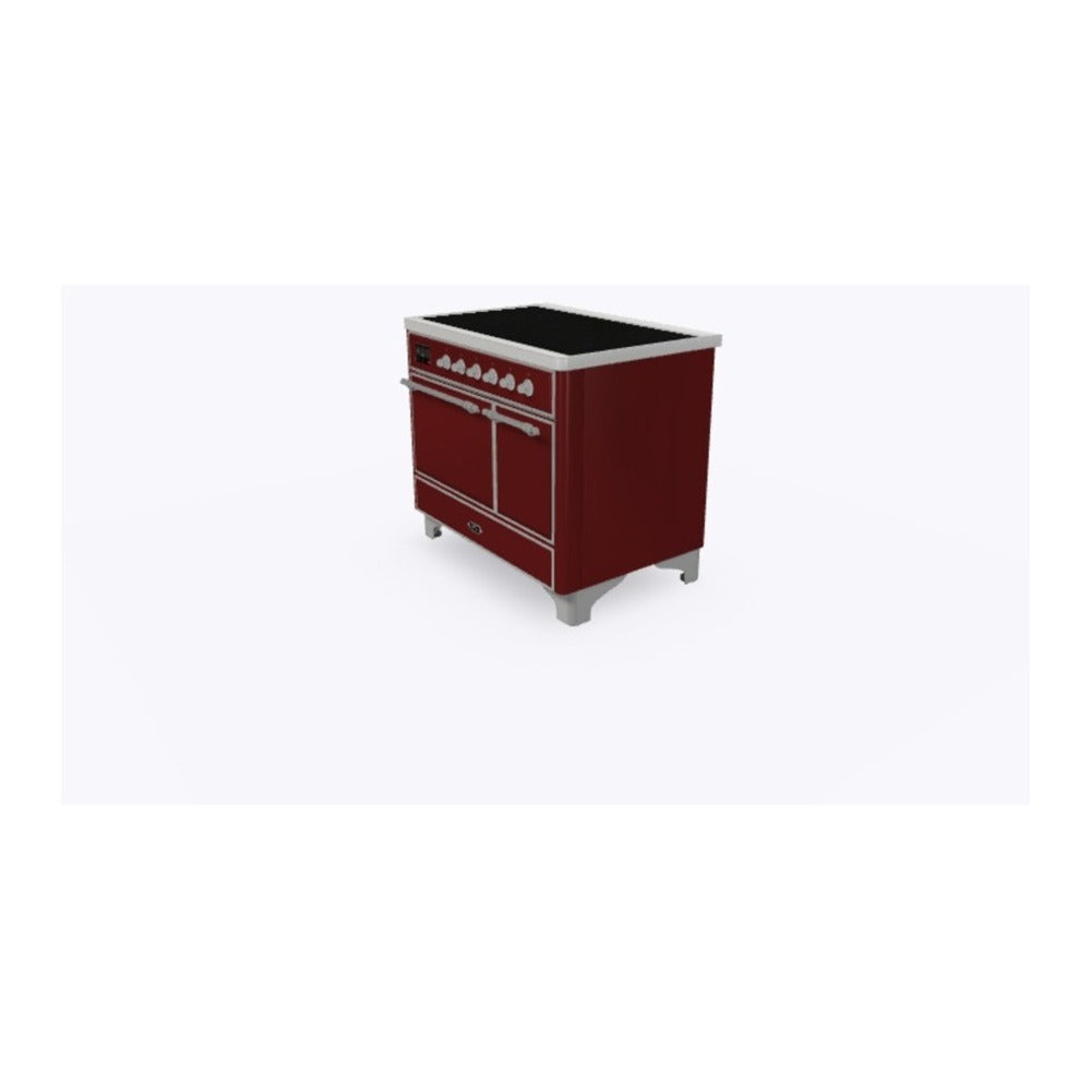 ILVE Majestic II 40 inch Solid Door Induction Range Chrome Burgundy