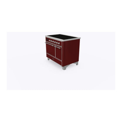 ILVE Majestic II 40 inch Solid Door Induction Range Chrome Burgundy