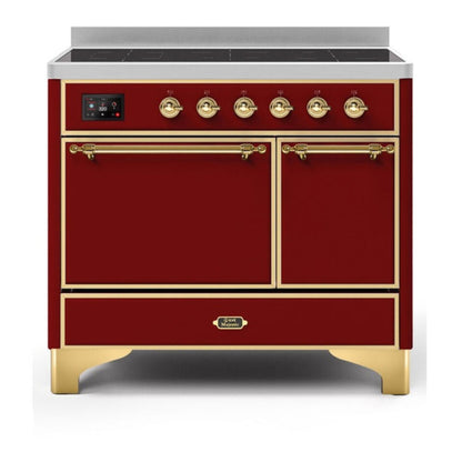 ILVE Majestic II 40 inch Solid Door Induction Range Brass Burgundy