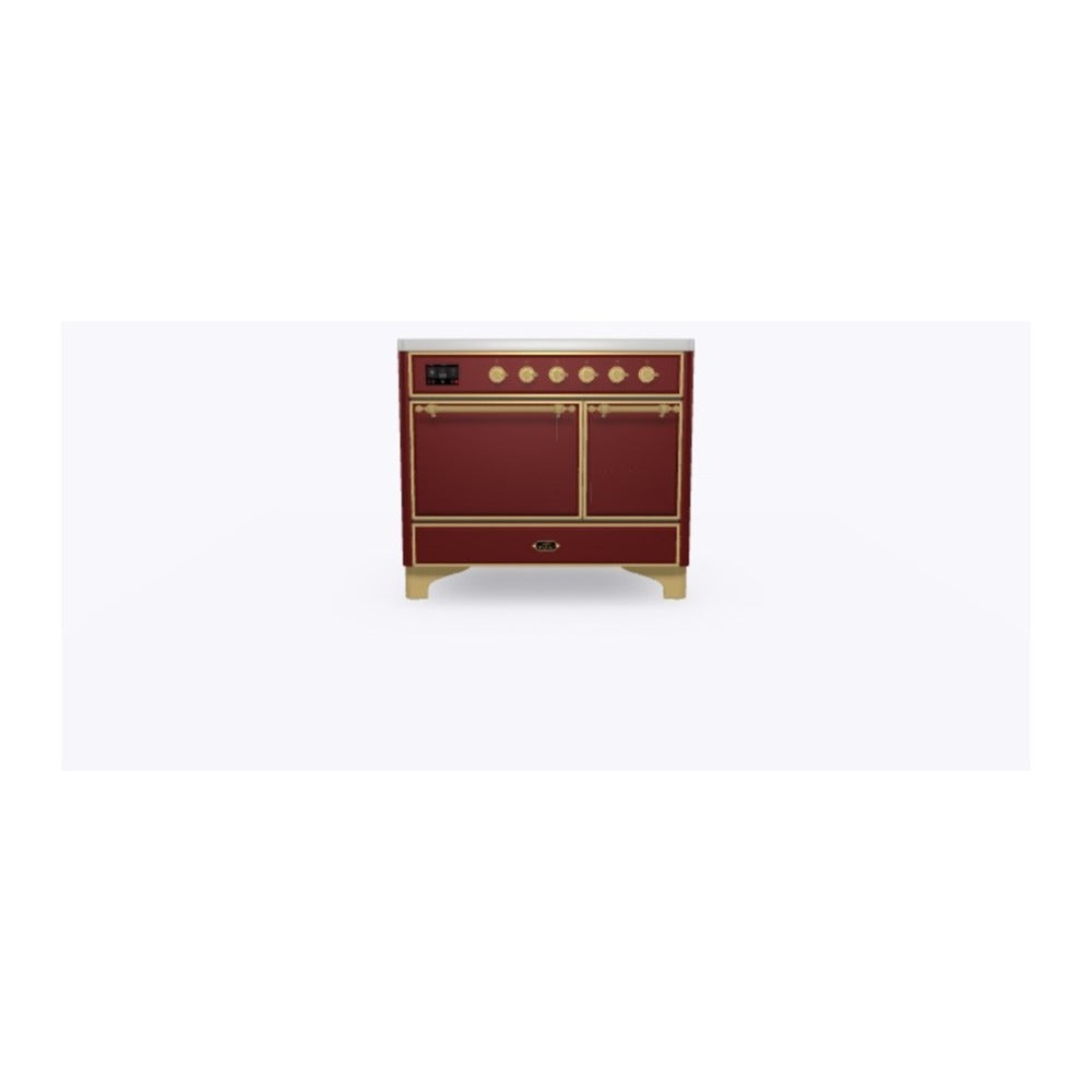 ILVE Majestic II 40 inch Solid Door Induction Range Brass Burgundy