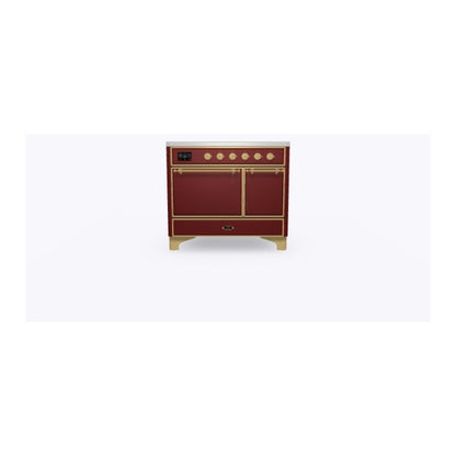 ILVE Majestic II 40 inch Solid Door Induction Range Brass Burgundy