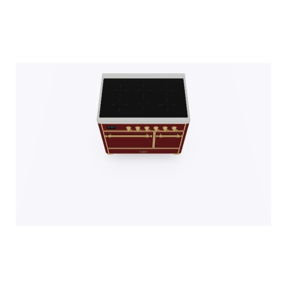 ILVE Majestic II 40 inch Solid Door Induction Range Brass Burgundy