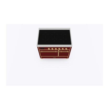 ILVE Majestic II 40 inch Solid Door Induction Range Brass Burgundy
