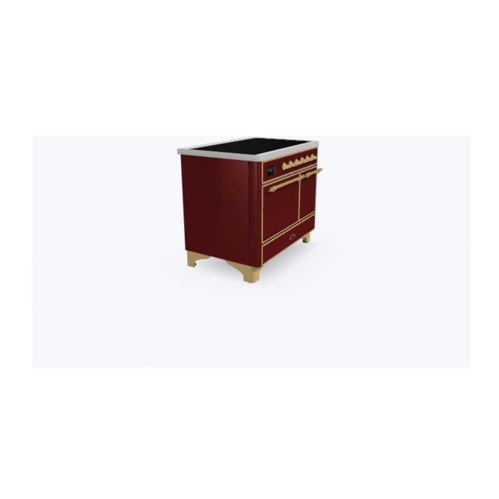 ILVE Majestic II 40 inch Solid Door Induction Range Brass Burgundy