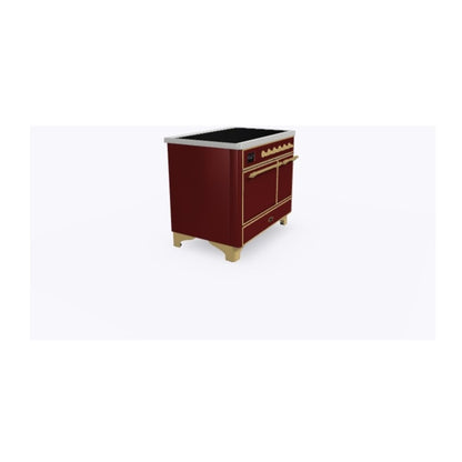 ILVE Majestic II 40 inch Solid Door Induction Range Brass Burgundy
