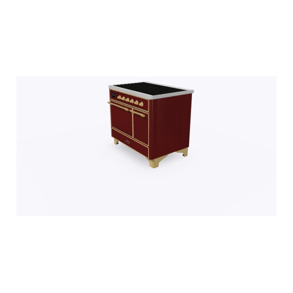 ILVE Majestic II 40 inch Solid Door Induction Range Brass Burgundy