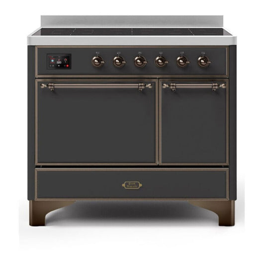 ILVE Majestic II 40" Graphite Matte Induction Range with 6 Elements Solid Door