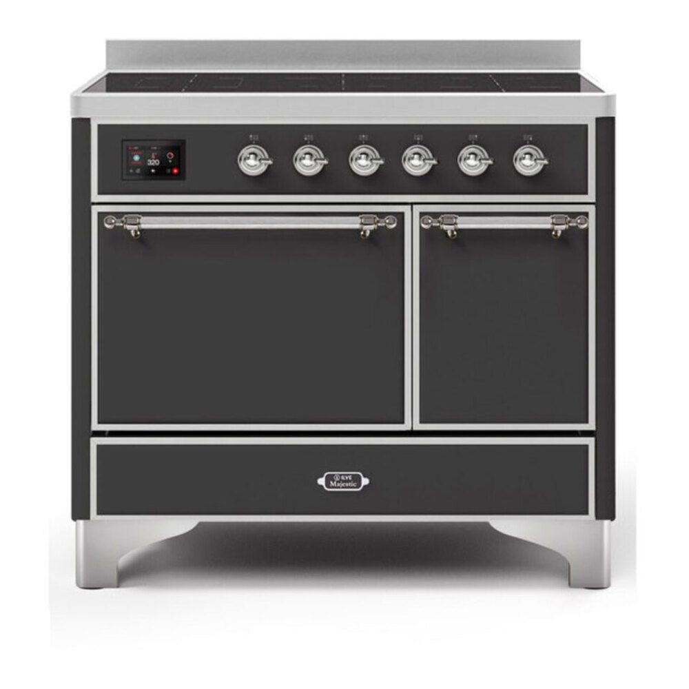 ILVE Majestic II 40 inch Solid Door Induction Range Chrome Graphite Matte