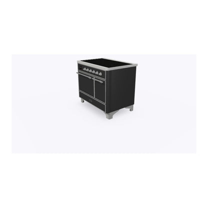 ILVE Majestic II 40 inch Solid Door Induction Range Chrome Graphite Matte