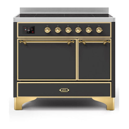 ILVE Majestic II 40 inch Solid Door Induction Range Brass Graphite Matte