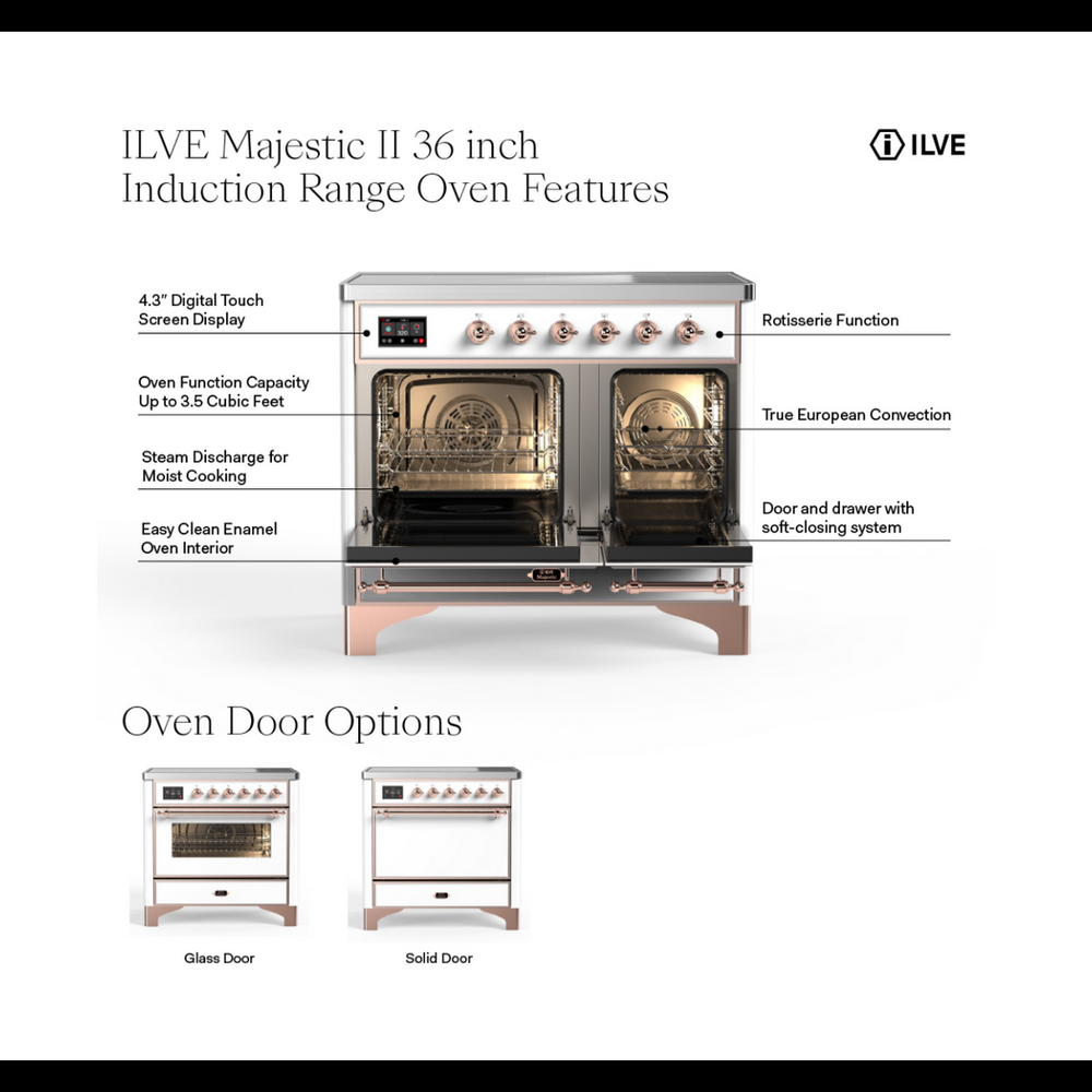 ILVE Majestic II 40 inch Solid Door Induction Range Brass Graphite Matte