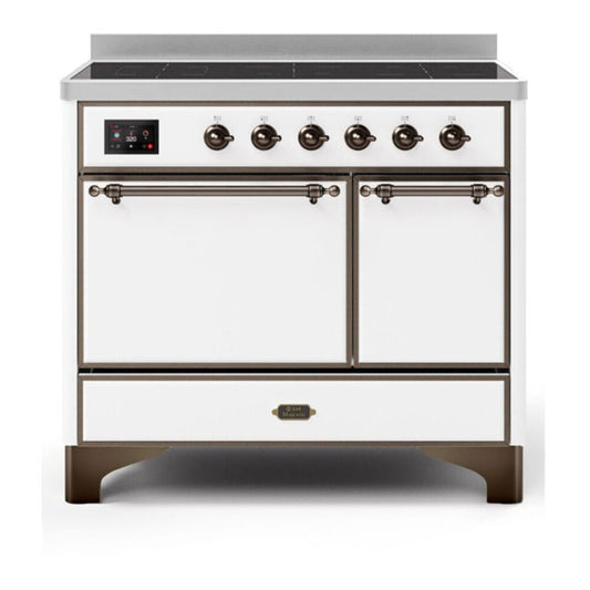 ILVE Majestic II 40" White Induction Range with 6 Elements Solid Door