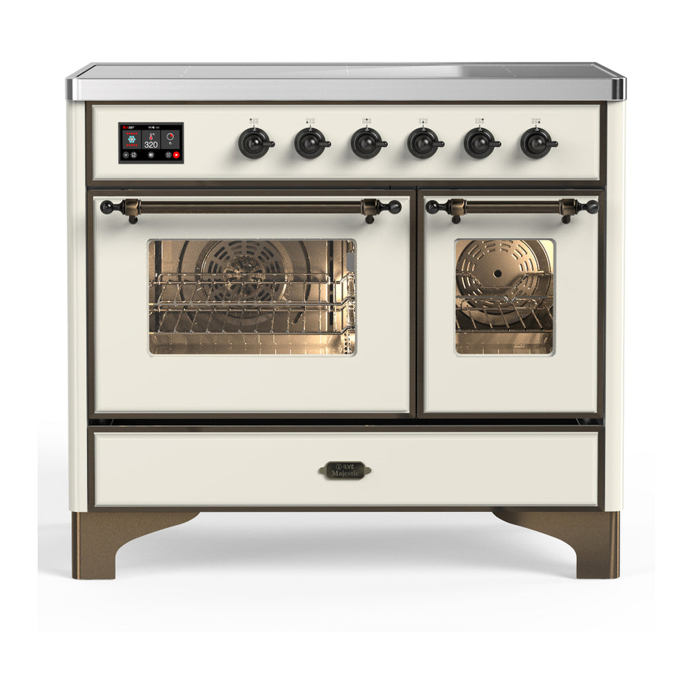 ILVE Majestic III 40" Antique White Induction Range with 6 Elements Triple Glass Door