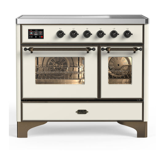 ILVE Majestic III 40" Antique White Induction Range with 6 Elements Triple Glass Door