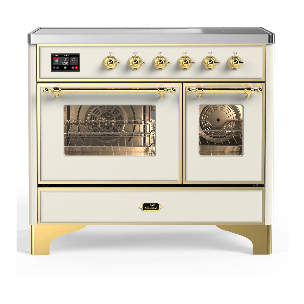 ILVE Majestic III 40" Antique White Induction Range with 6 Elements Triple Glass Door
