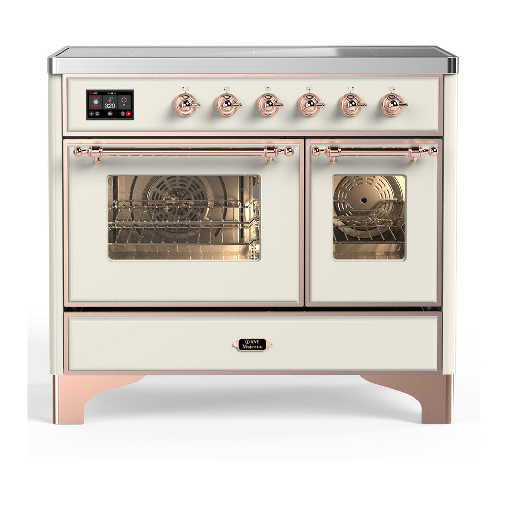 ILVE Majestic III 40" Antique White Induction Range with 6 Elements Triple Glass Door
