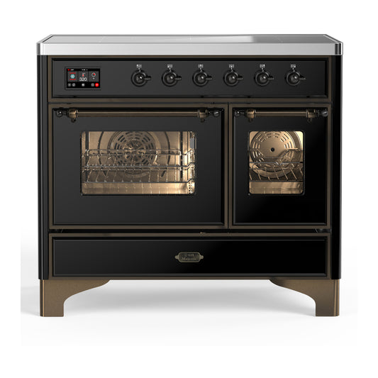 ILVE Majestic III 40" Glossy Black Induction Range with 6 Elements Triple Glass Door