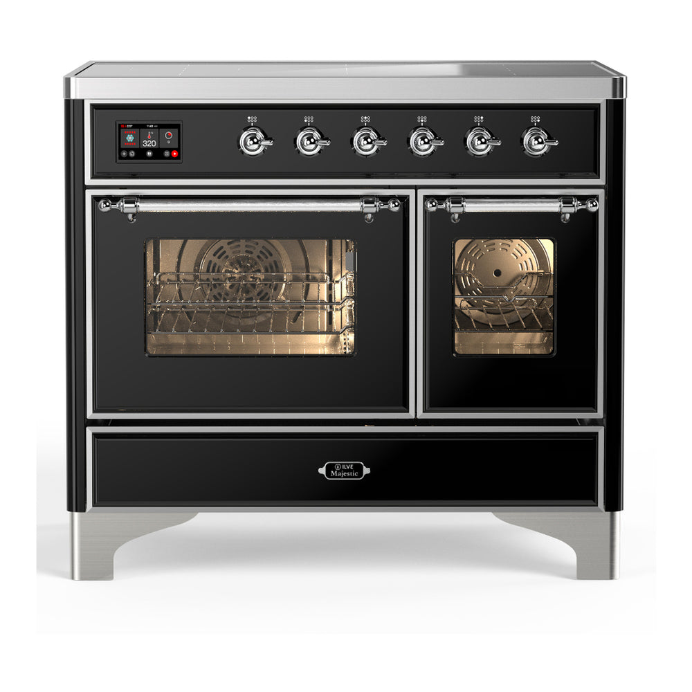 ILVE Majestic III 40" Glossy Black Induction Range with 6 Elements Triple Glass Door