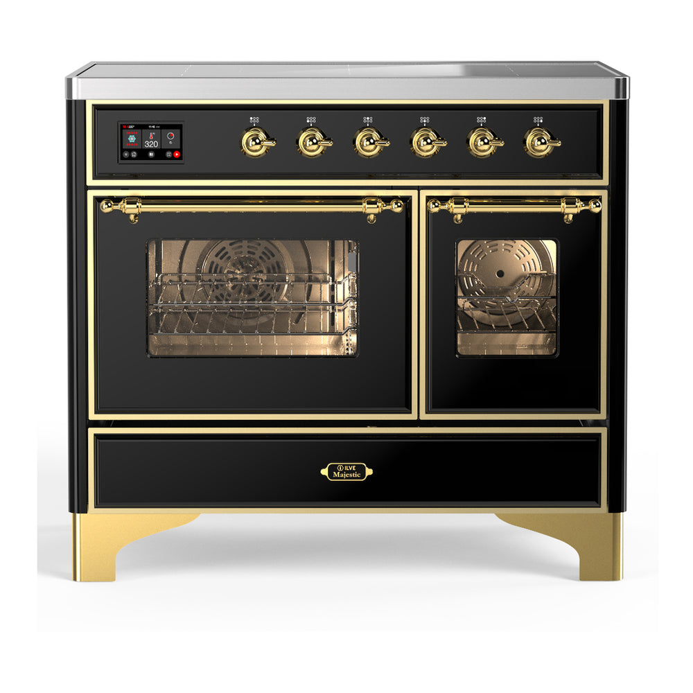 ILVE Majestic III 40" Glossy Black Induction Range with 6 Elements Triple Glass Door
