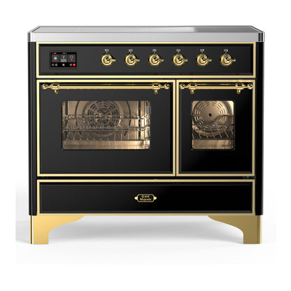 ILVE Majestic III 40" Glossy Black Induction Range with 6 Elements Triple Glass Door