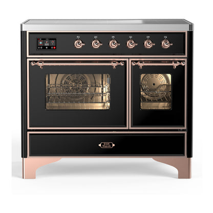 ILVE Majestic III 40" Glossy Black Induction Range with 6 Elements Triple Glass Door