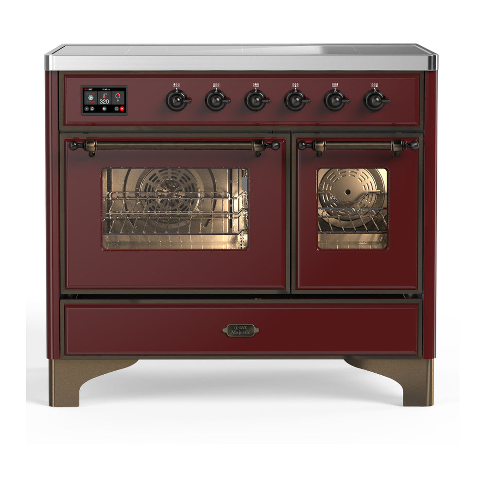 ILVE Majestic III 40" Burgundy Induction Range with 6 Elements Triple Glass Door