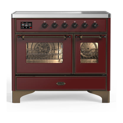 ILVE Majestic III 40" Burgundy Induction Range with 6 Elements Triple Glass Door