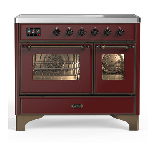 ILVE Majestic III 40" Burgundy Induction Range with 6 Elements Triple Glass Door