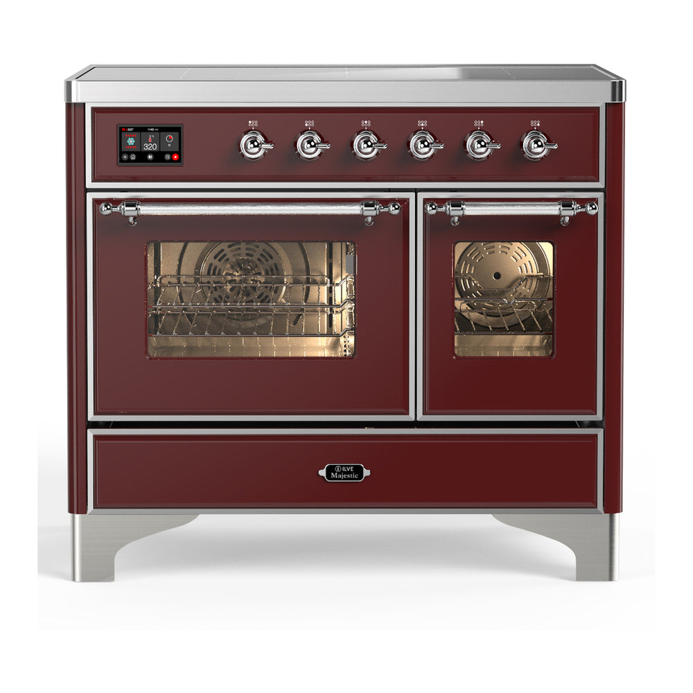 ILVE Majestic III 40" Burgundy Induction Range with 6 Elements Triple Glass Door