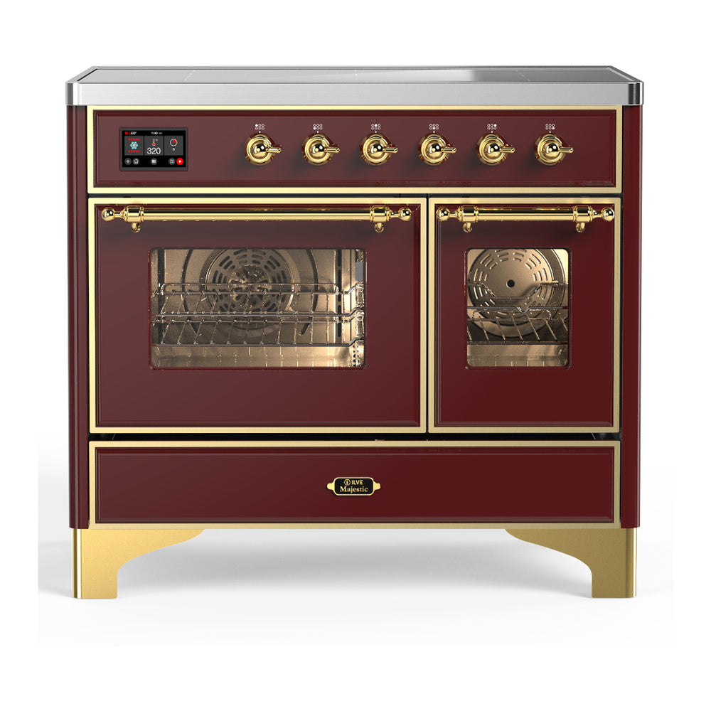 ILVE Majestic III 40" Burgundy Induction Range with 6 Elements Triple Glass Door