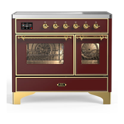 ILVE Majestic III 40" Burgundy Induction Range with 6 Elements Triple Glass Door