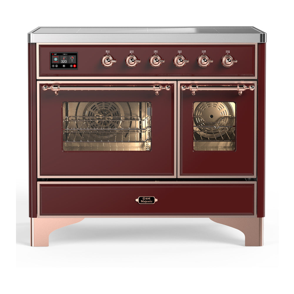 ILVE Majestic III 40" Burgundy Induction Range with 6 Elements Triple Glass Door