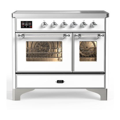 ILVE Majestic III 40" White Induction Range with 6 Elements Triple Glass Door