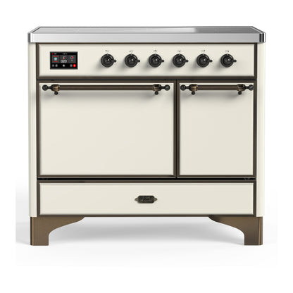 ILVE Majestic III 40" Antique White Induction Range with 6 Elements Solid Door