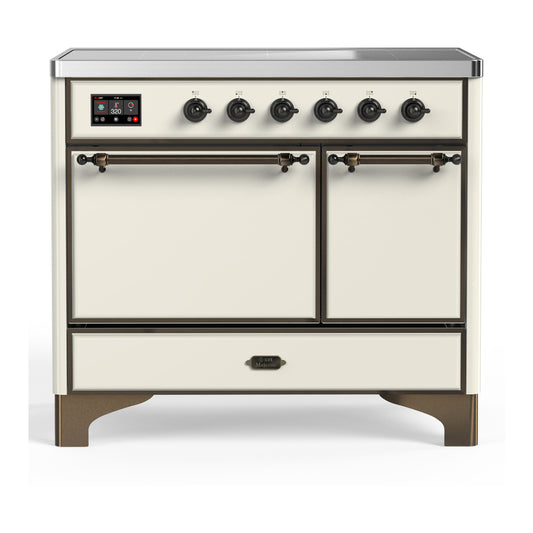 ILVE Majestic III 40" Antique White Induction Range with 6 Elements Solid Door