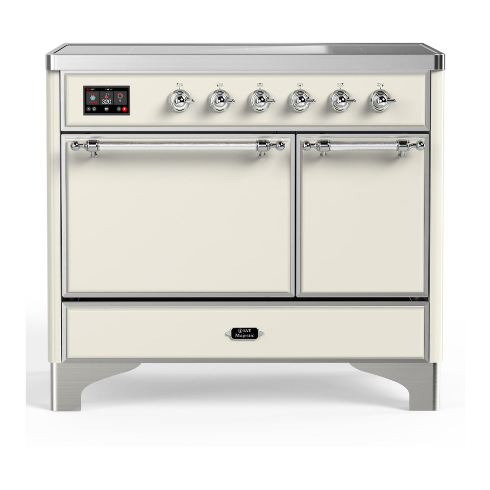 ILVE Majestic III 40" Antique White Induction Range with 6 Elements Solid Door